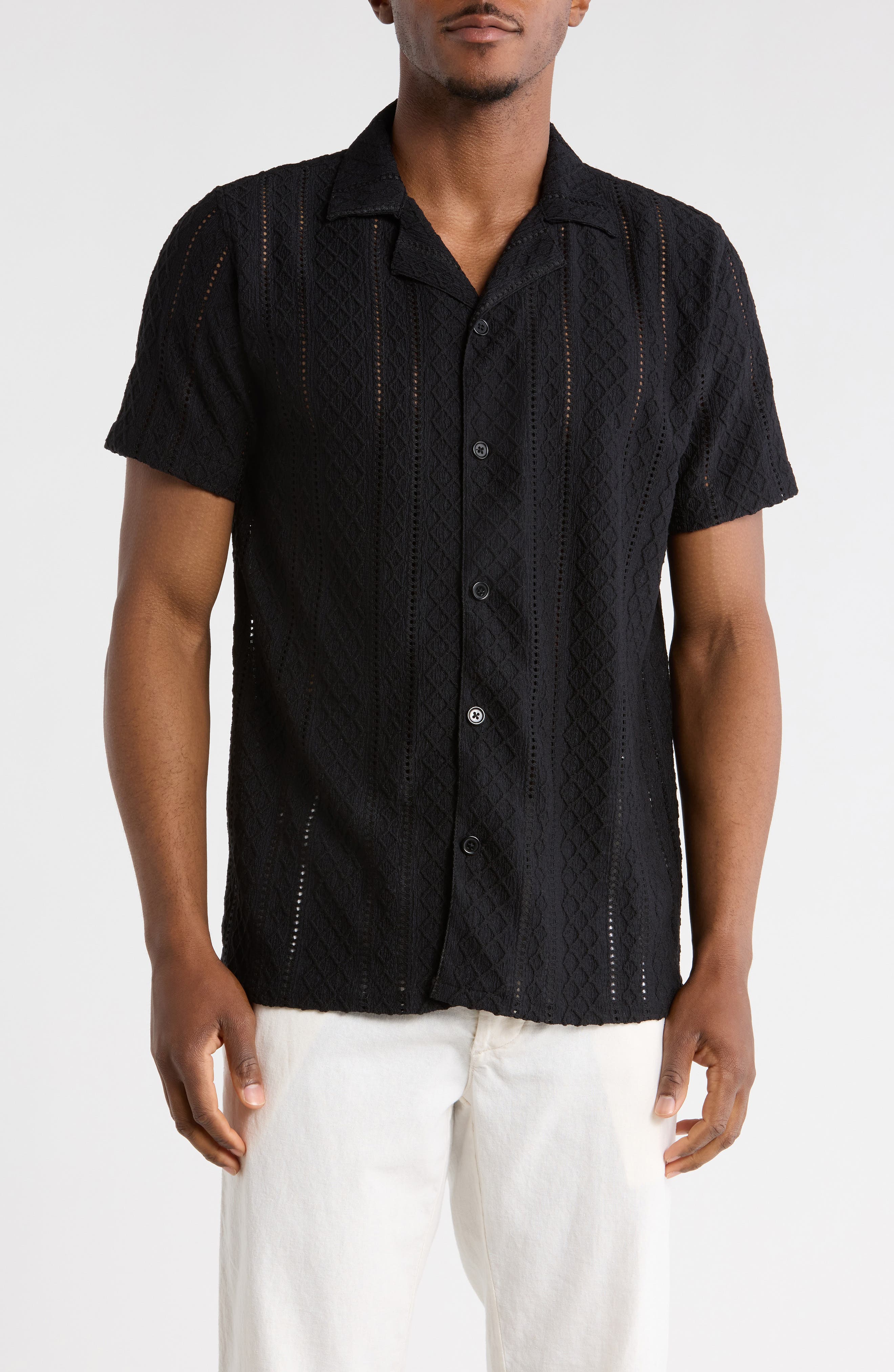 T.R. PREMIUM Modern Fit Textured Camp Shirt