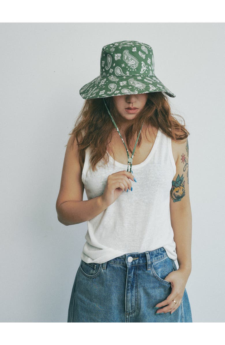 Lost Pattern "Paisley" Cotton Reversible Sun Hat, Alternate, color, Sagebrush Green