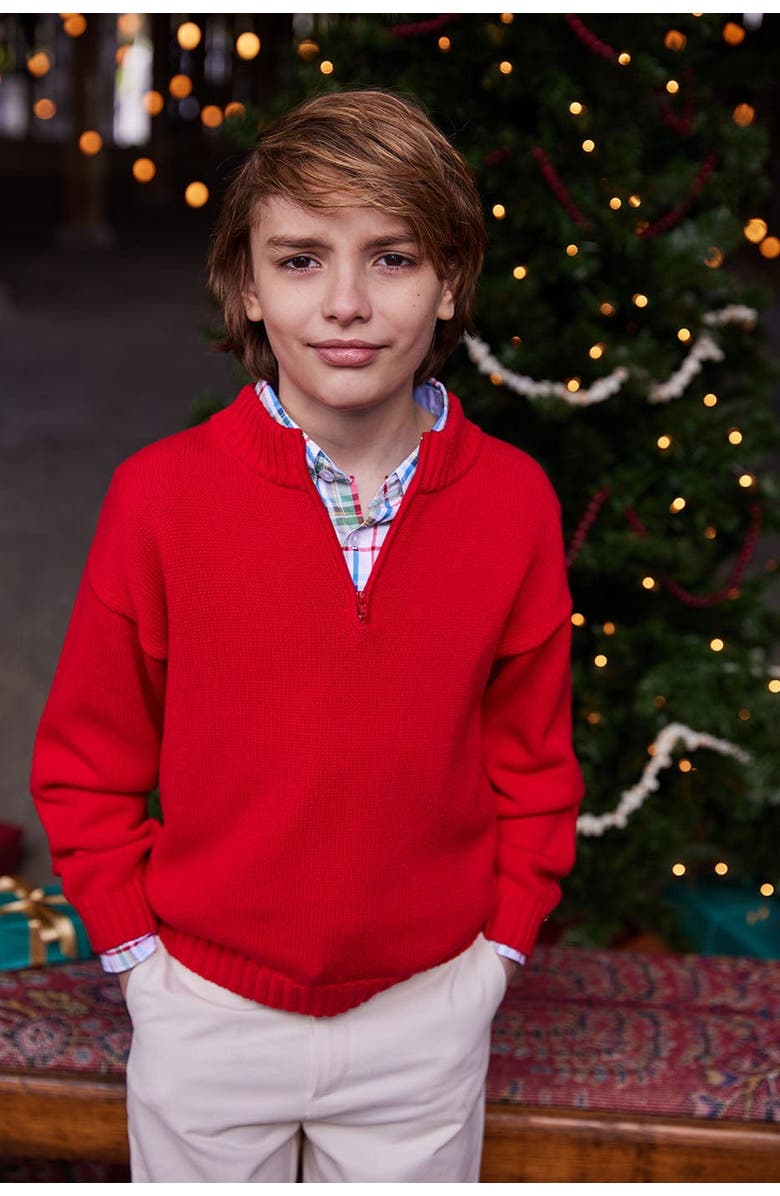 Little English Kids' Quarter Zip Sweater, Alternate, color, Red