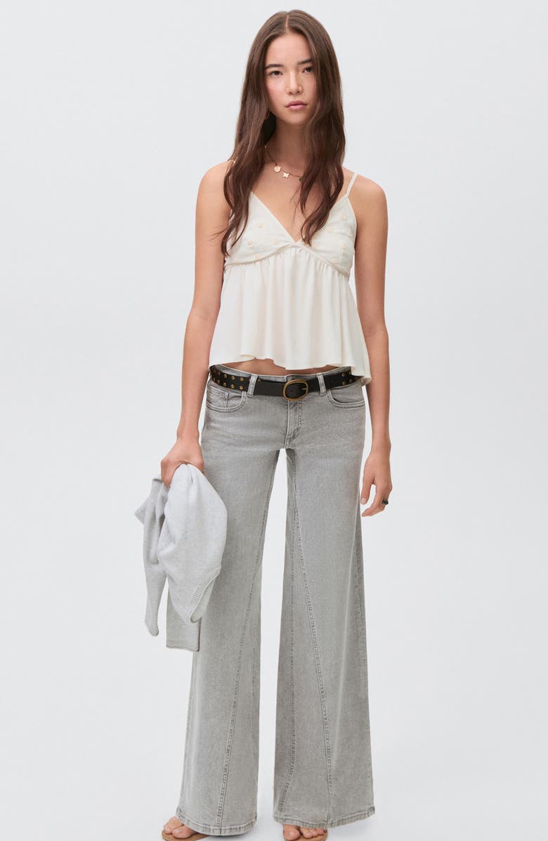 MANGO TEEN Low Rise Wide Leg Jeans, Alternate, color, Denim Grey