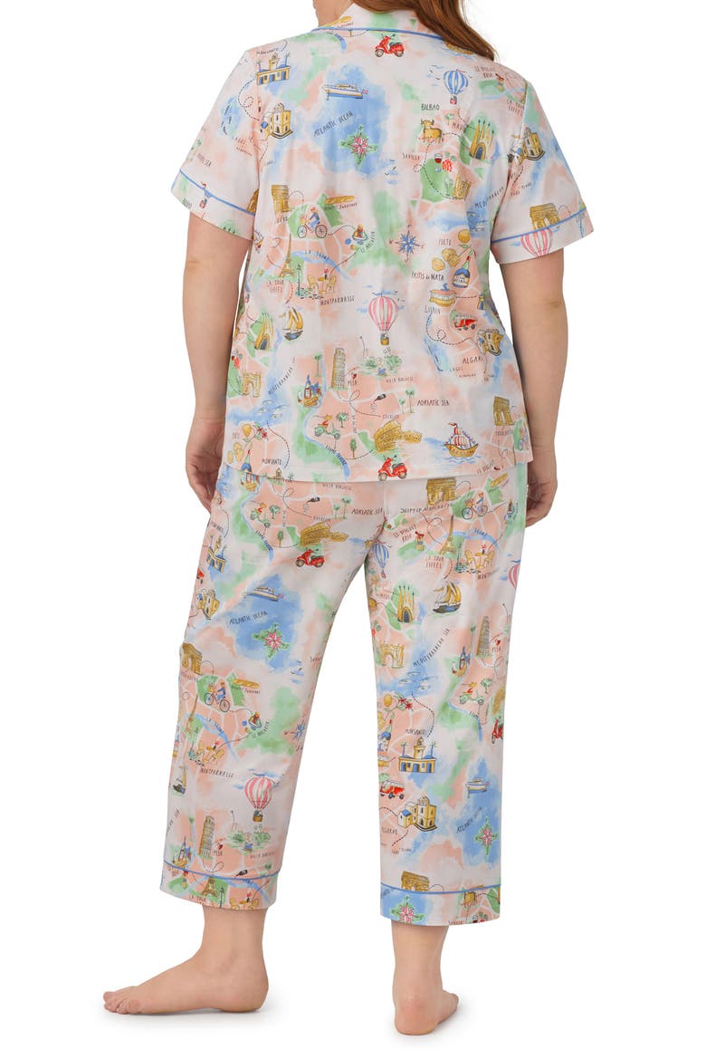 Print Stretch Organic Cotton Jersey Crop Pajamas, Alternate, color, WANDERLUST