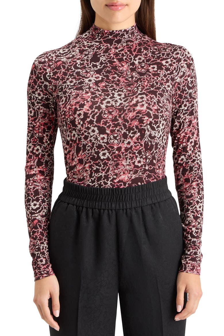 Print Mock Neck Top, Main, color, SHIBORI FLORAL PINK