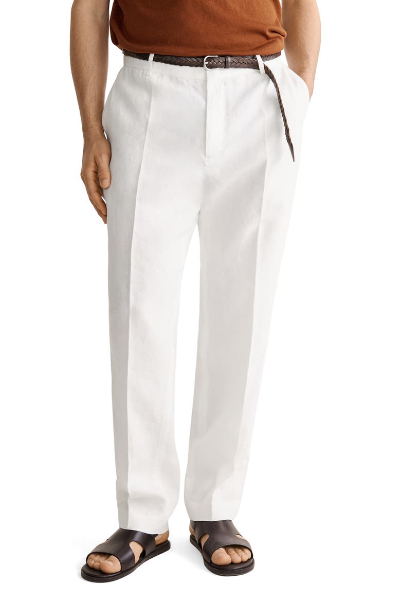 Linen Regular Fit Pants, Main, color, OFF WHITE