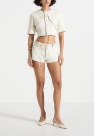 Manière De Voir Elina Tweed Mini Shorts With Belt