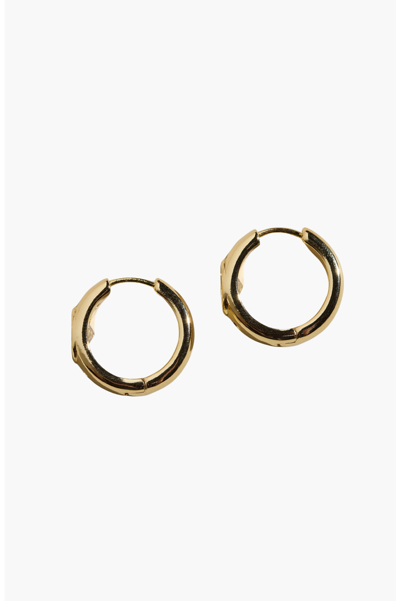 Wide CZ Bezel Hoop Earrings, Alternate, color, Gold