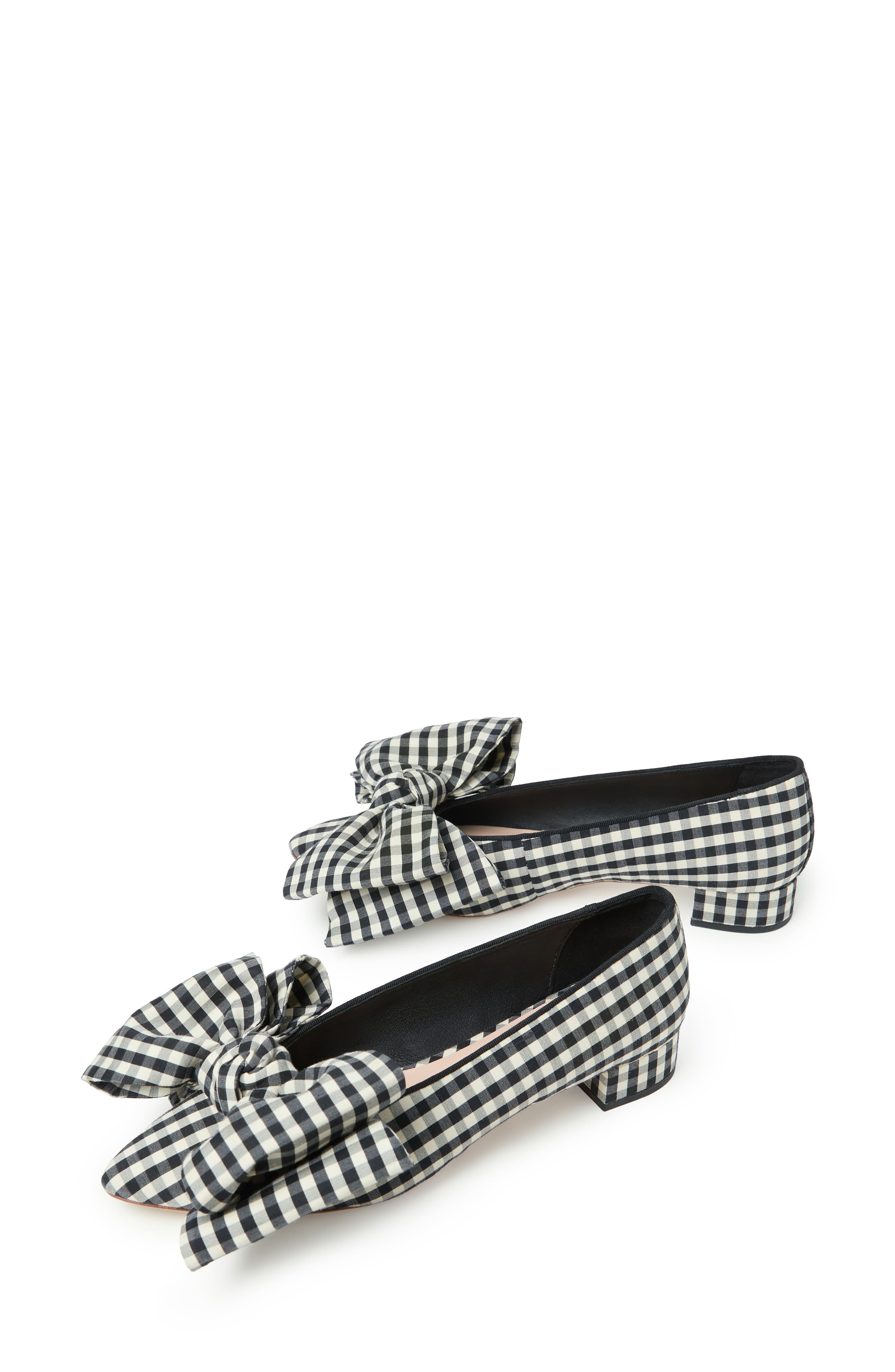 Loeffler Randall Noa Bow Flat, Alternate, color, Black/ White Gingham