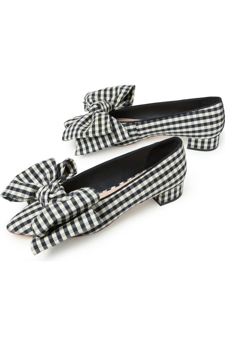 Loeffler Randall Noa Bow Flat, Alternate, color, Black/ White Gingham
