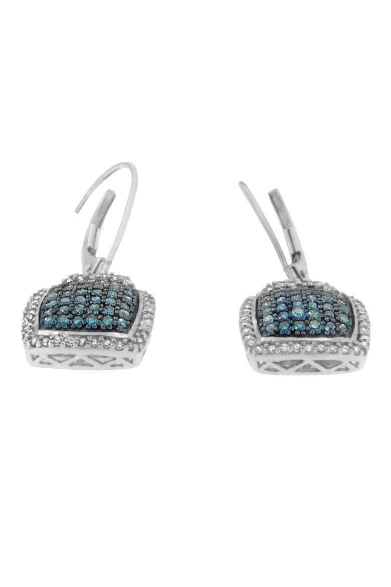 Black Rhodium over Silver 3/4 Ct Blue and White Diamond Dangle Earrings, Alternate, color, White