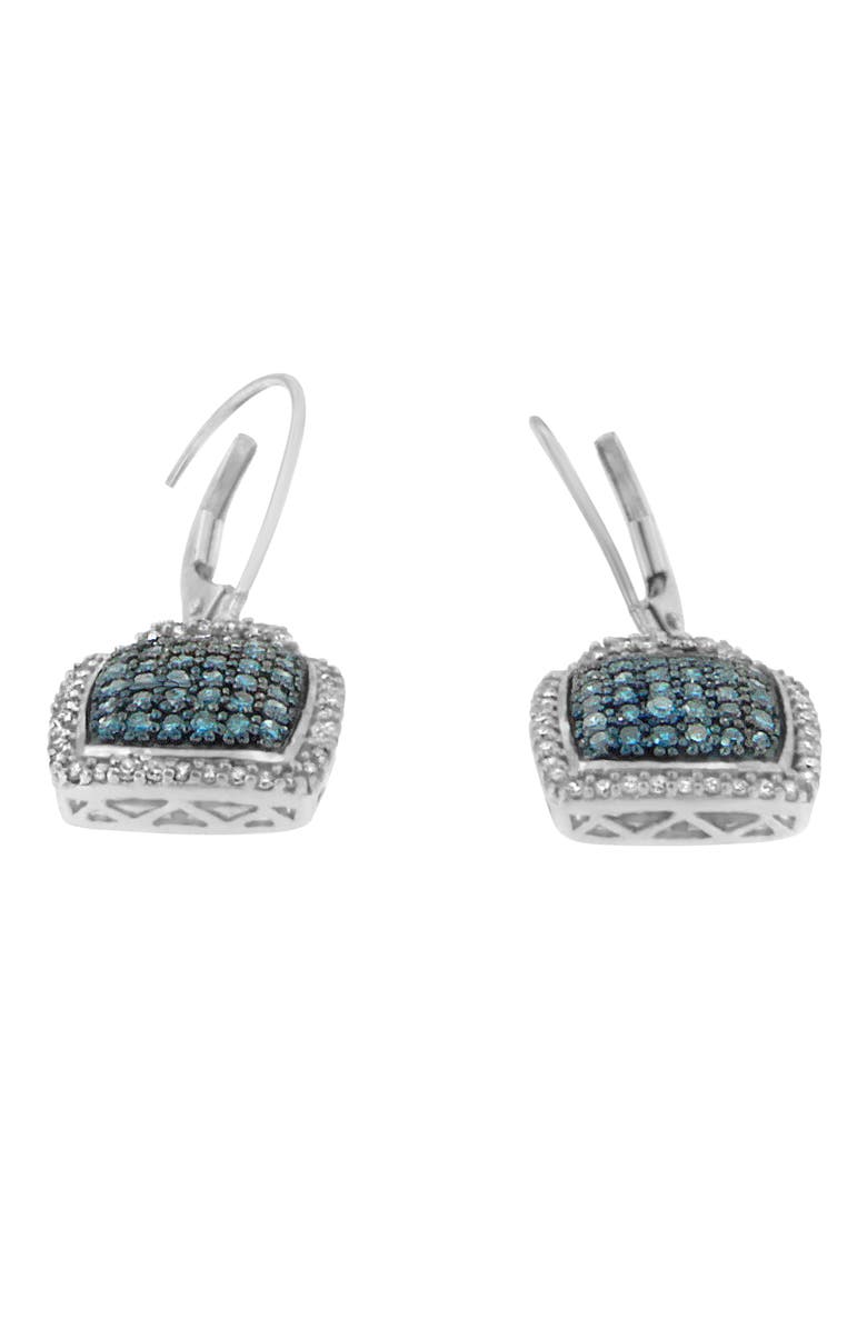 Haus of Brilliance Black Rhodium over Silver 3/4 Ct Blue and White Diamond Dangle Earrings, Alternate, color, White