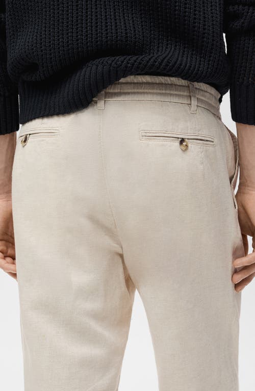 Mango Slim Fit Linen & Cotton Drawstring Pants In Ecru