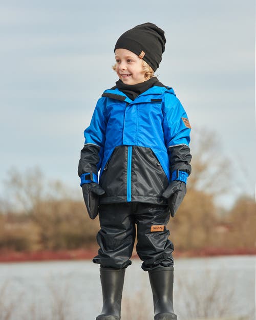 Deux Par Deux Boy's Two-piece Mid-season Outerwear Set Royal Blue And Black In Royal Blue And Black