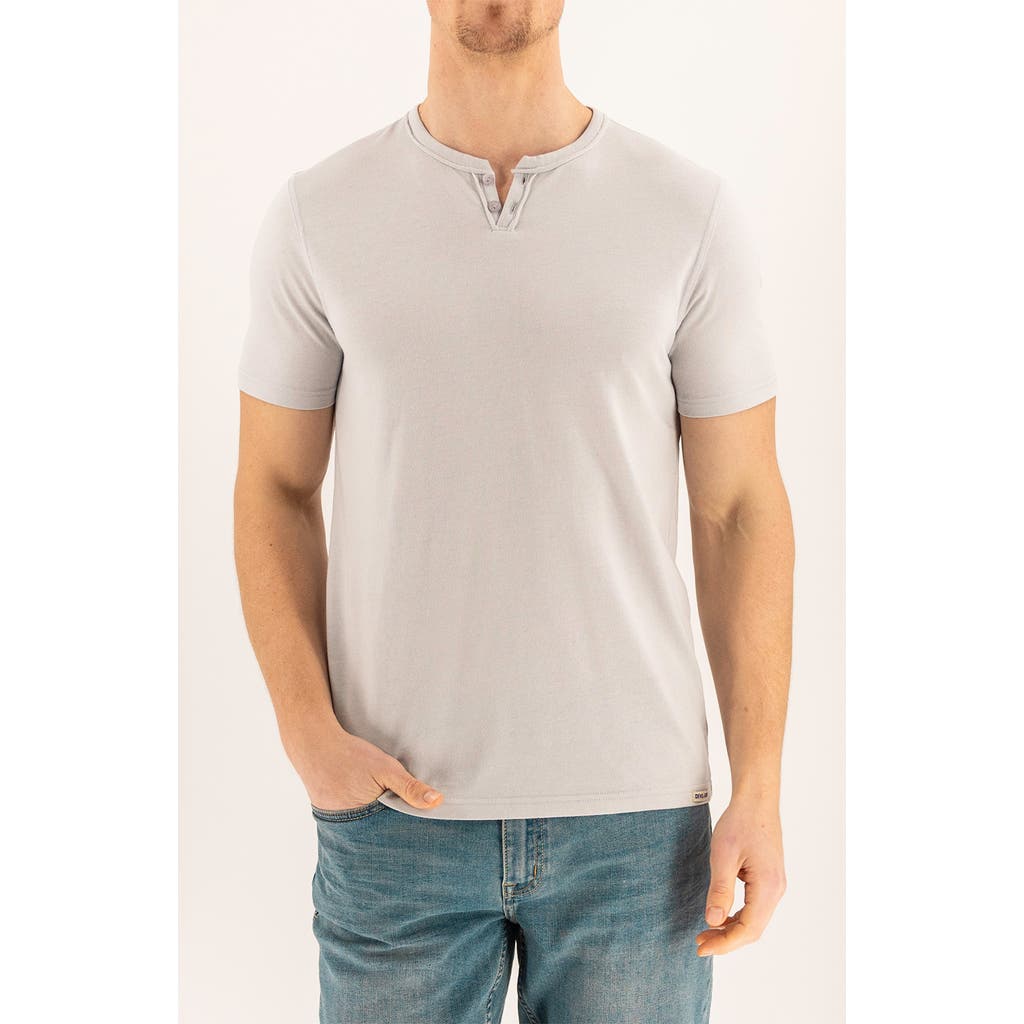 Devil-dog Dungarees Burnout Short Sleeve Henley In Quiet Gray