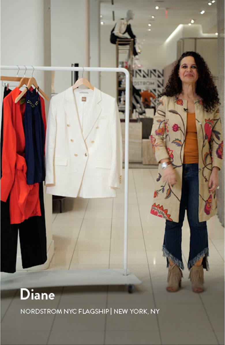 Jatera Double Breasted Linen Blend Blazer, sales video thumbnail