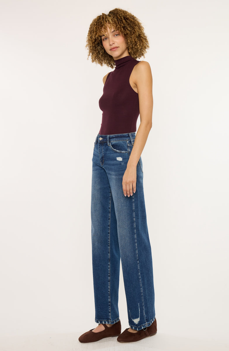 KanCan Dania Essentials High Rise Wide Leg Jeans, Alternate, color, Dark Wash
