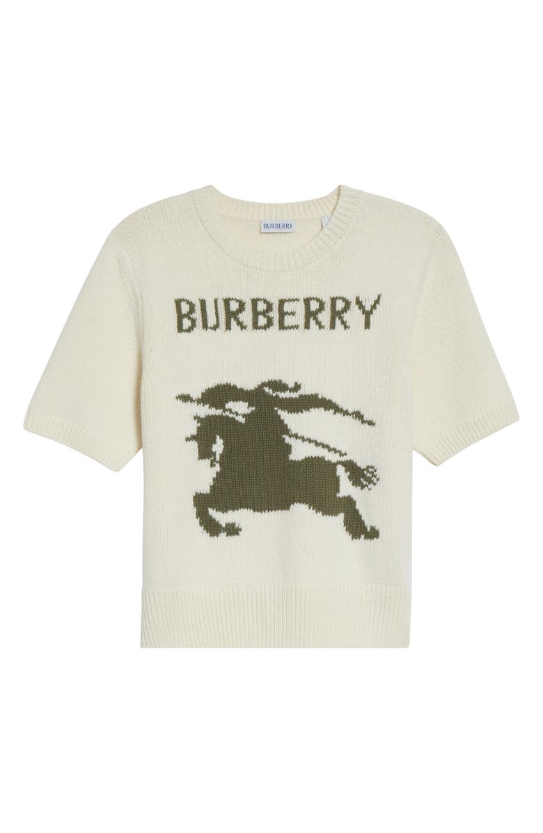 Burberry Skylar Short Sleeve Wool & Cashmere Sweater, Main, color, Ceramic White