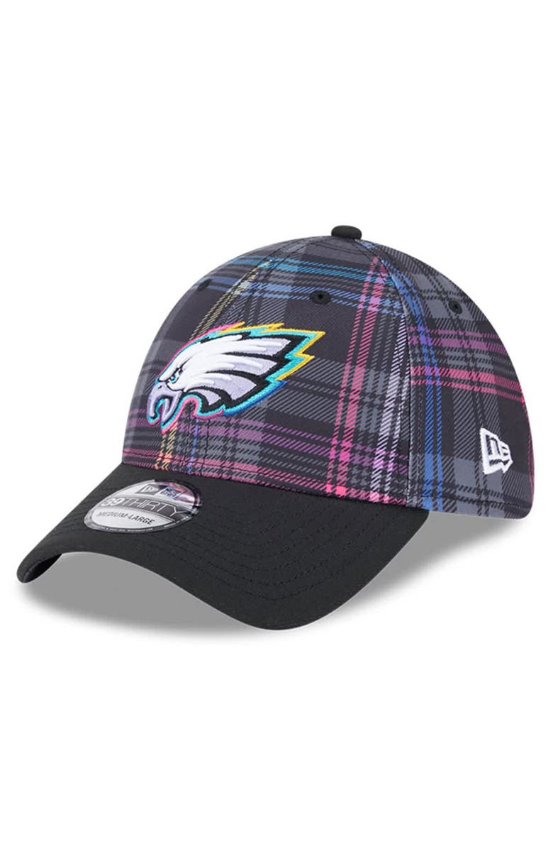 New Era Men's New Era Black Philadelphia Eagles 2024 NFL Crucial Catch Plaid 39THIRTY Flex Hat, Alternate, color,