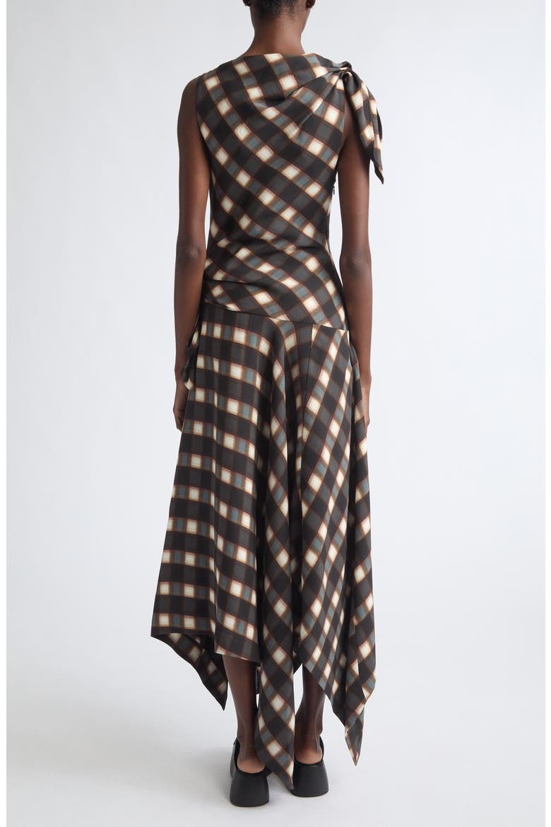 Silk Knotted Midi Dress, Alternate, color, BROWN MULTI