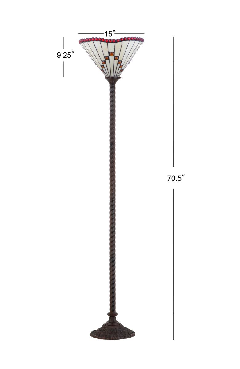 JONATHAN Y Smith Tiffany-Style 70.5" Torchiere LED Floor Lamp, Bronze, Alternate, color, Bronze