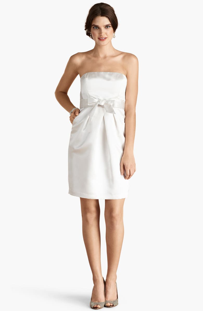 Donna Morgan 'Savannah' Strapless Satin Sheath Dress, Alternate, color, 