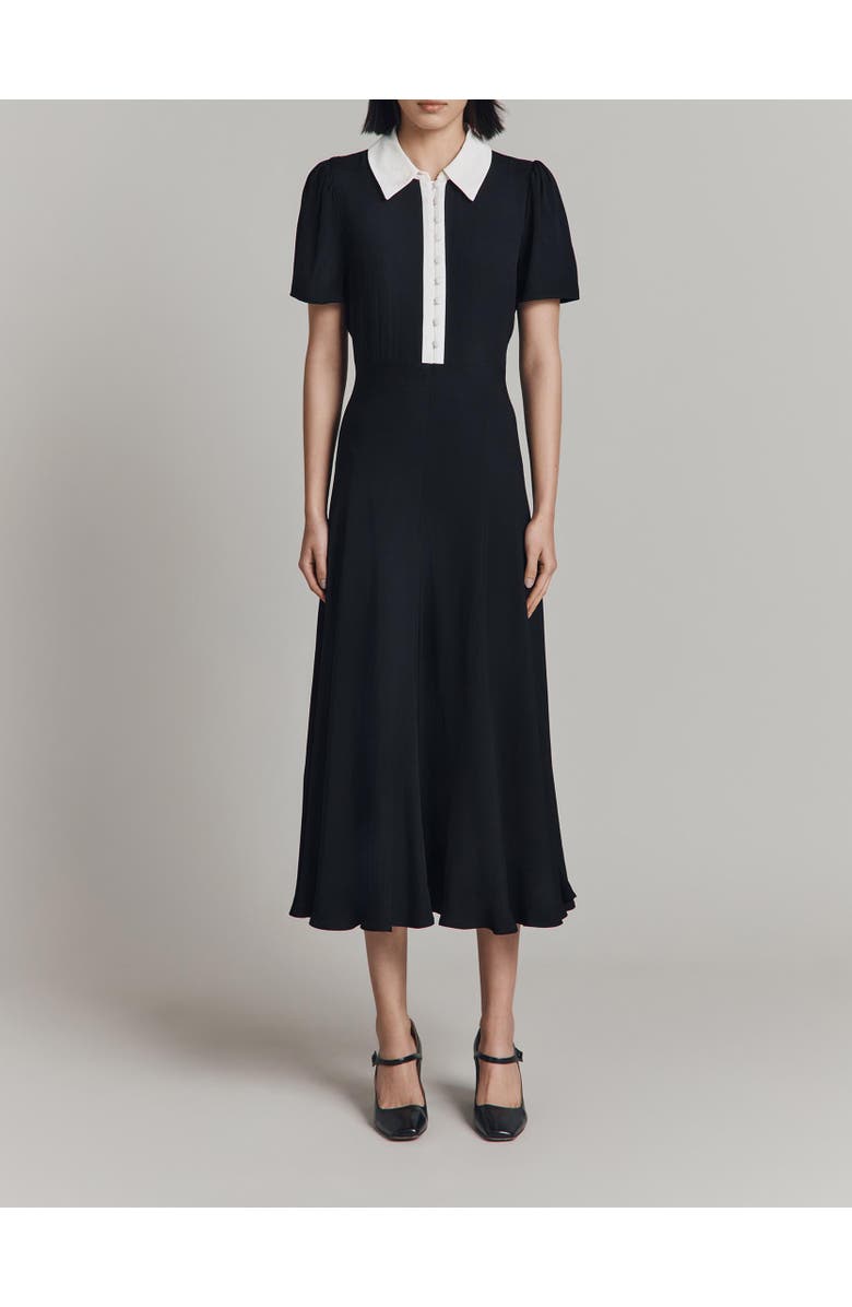 Ghost London Bethan Crepe Midi Shirt Dress, Alternate, color, Black