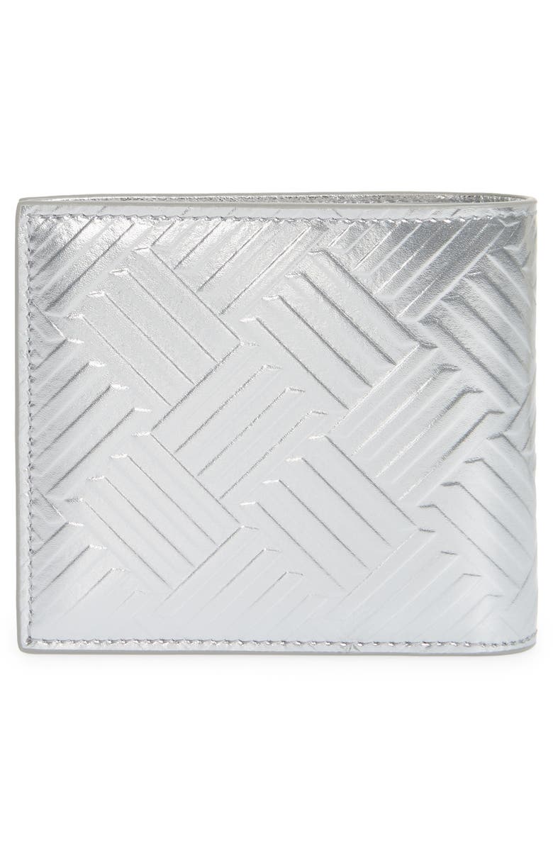 Bottega Veneta Embossed Intrecciato Metallic Leather Bifold Wallet, Alternate, color,