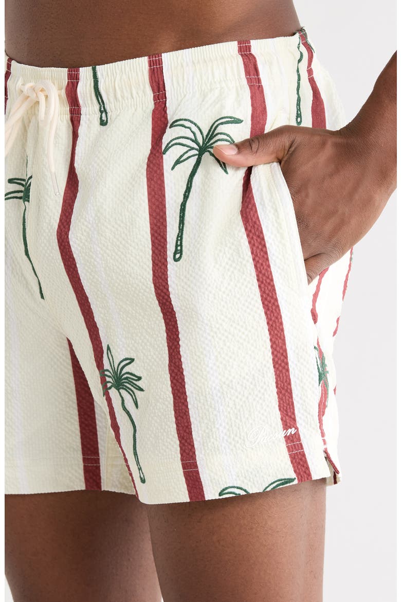 Palm Embroidered Stripe Swim Trunks, Alternate, color, GREEN/ WHITE