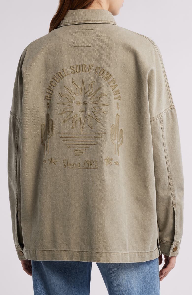 Rip Curl San Carlos Embroidered Cotton Twill Jacket, Alternate, color, Sage