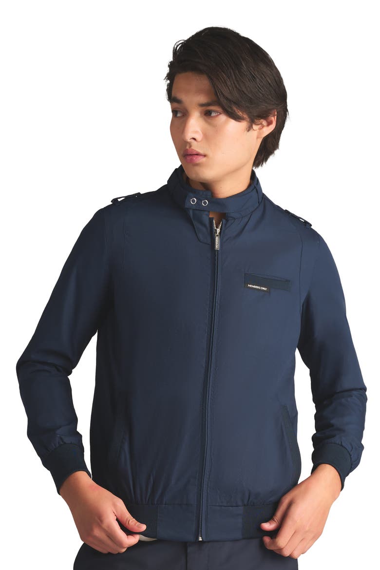 Classic Iconic Racer Jacket, Alternate, color, NAVY