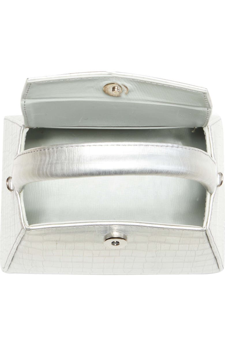 Anima Iris Mini Zaria Croc Embossed Metallic Leather Handbag, Alternate, color,