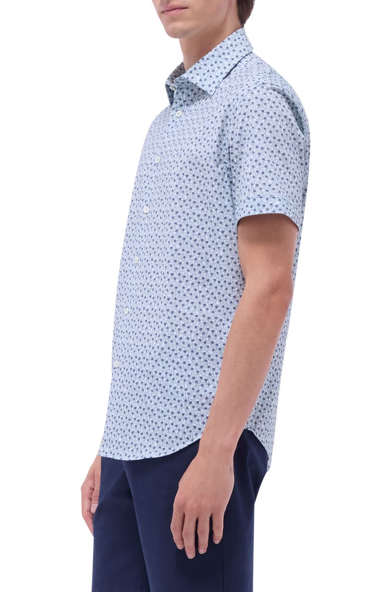 Bugatchi Miles OoohCotton<sup>®</sup> Palm Tree Short Sleeve Button-Up Shirt, Alternate, color, Mint