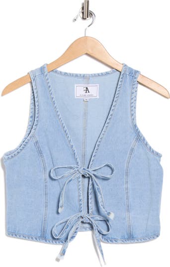 Front Tie Denim Vest