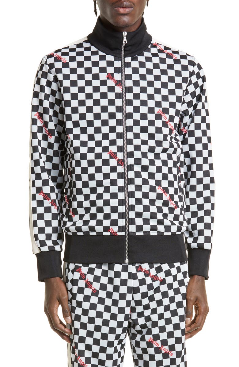 Palm Angels Checkerboard Jacquard Classic Logo Track Jacket, Main, color, 