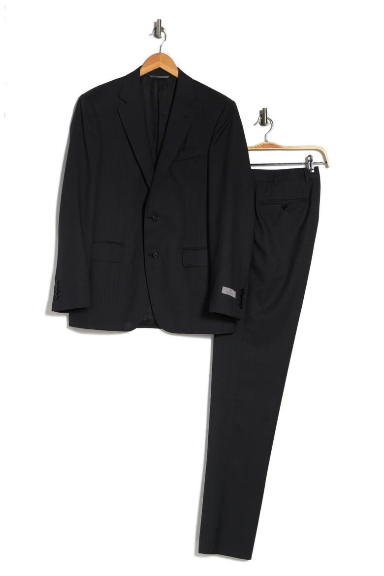 Dark Grey Two-Button Notched Lapel Wool Suit, Alternate, color, DARK GREY