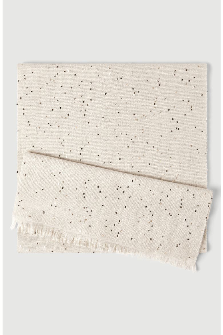 Cashmere and silk diamond yarn scarf, Alternate, color, Oyster