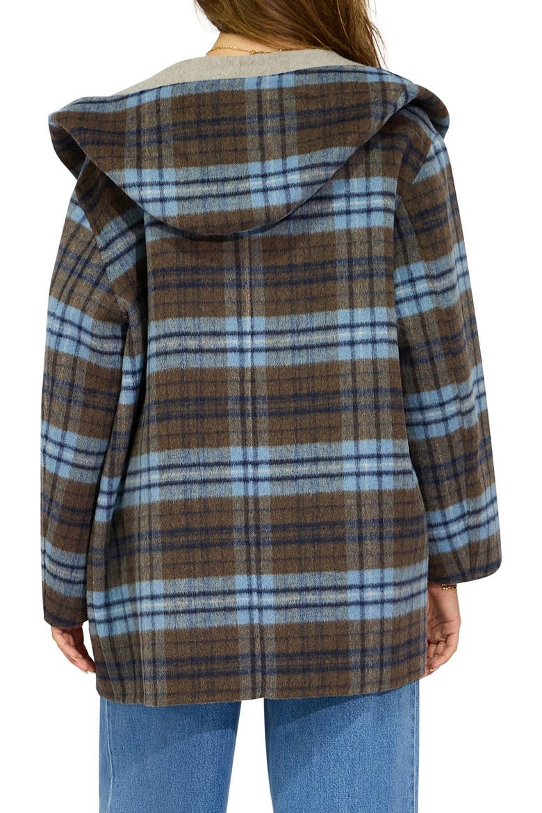 Coastal Edit Hooded Wool Blend Coat, Alternate, color, CHECK