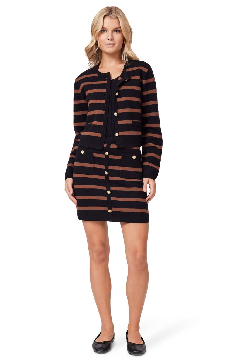 Scotch & Soda Stripe Cardigan, Alternate, color, Black Night/ Brown