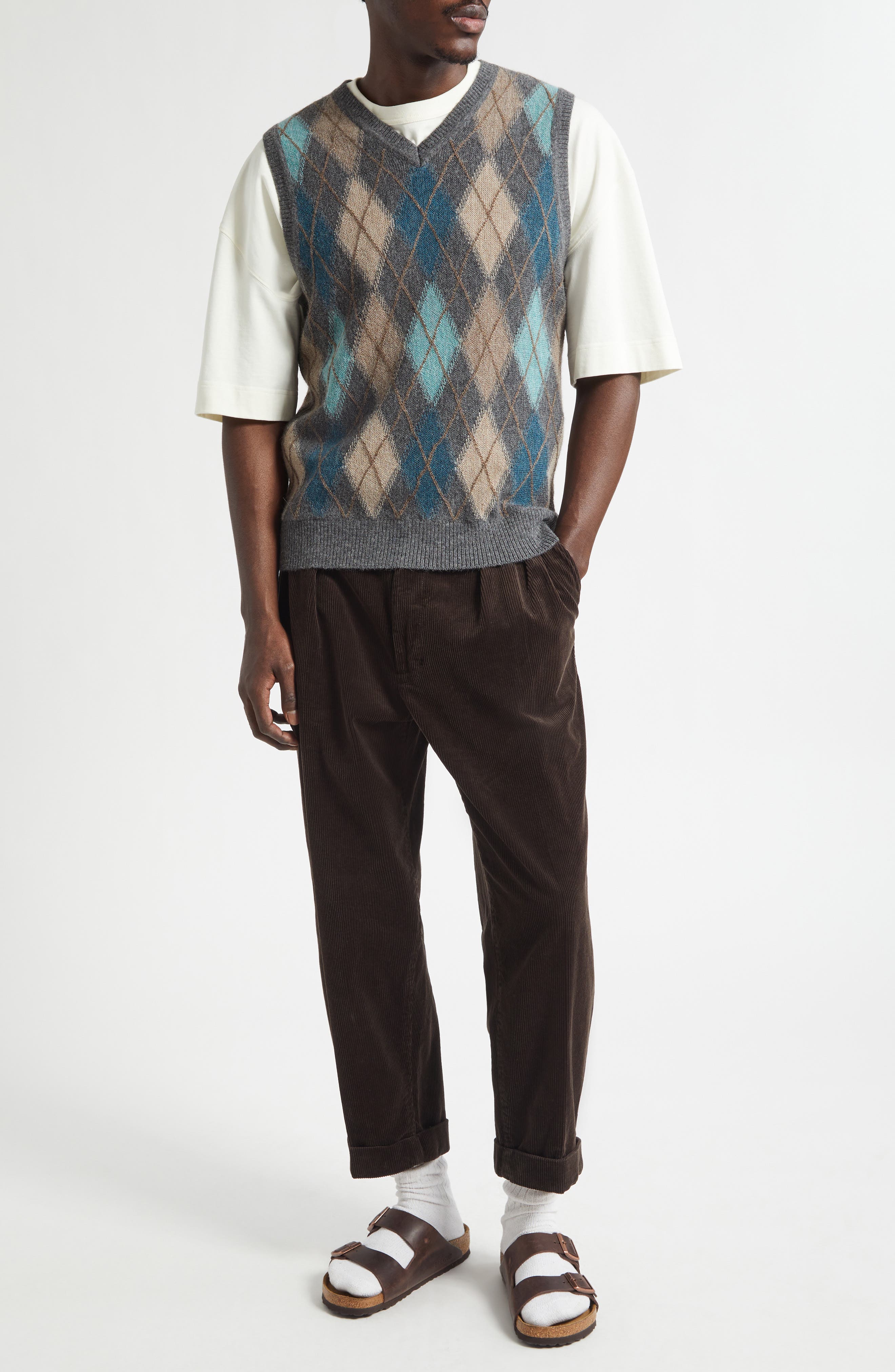 Argyle Intarsia Alpaca Sweater Vest - image 2