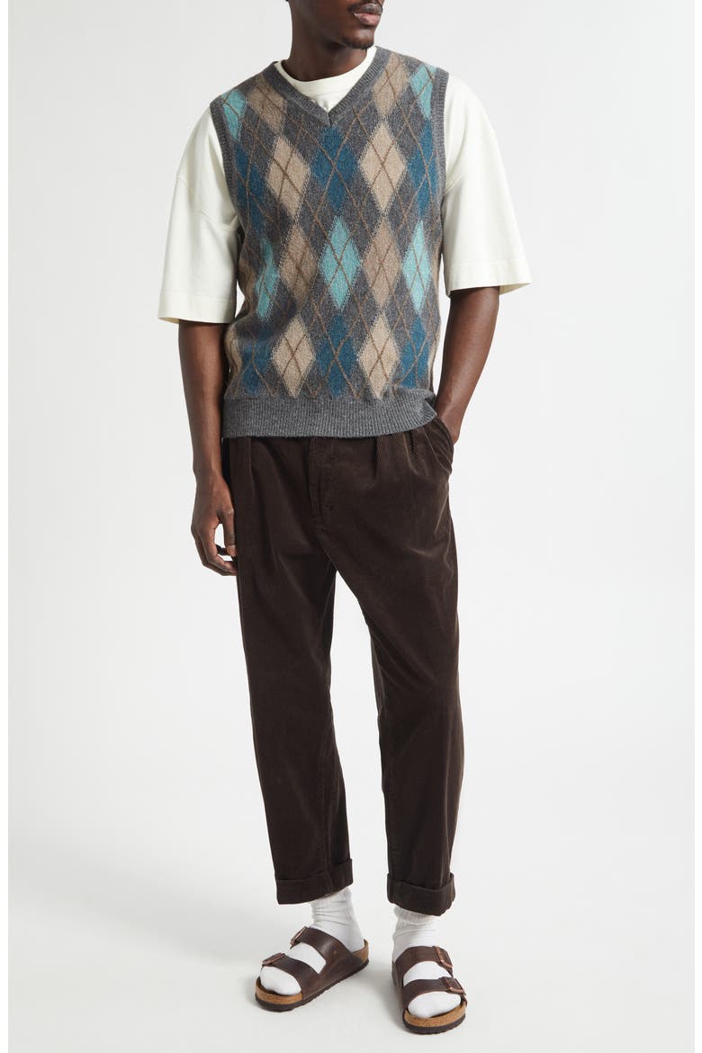 Argyle Intarsia Alpaca Sweater Vest, Alternate, color, GREY