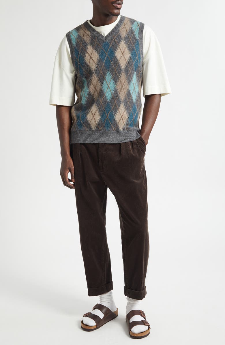 BEAMS Argyle Intarsia Alpaca Sweater Vest, Alternate, color, Grey