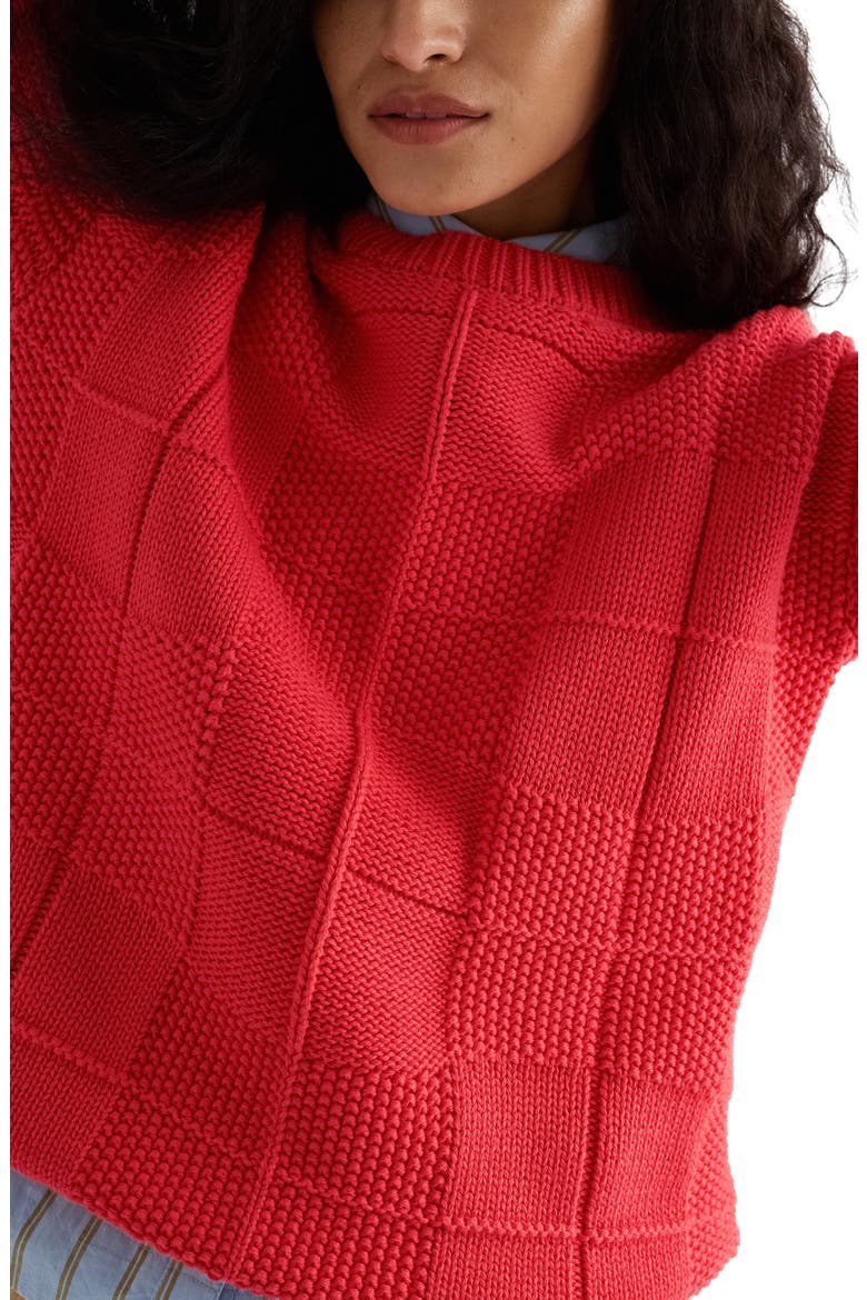 Hedge Rock Check Stitch Organic Cotton Blend Sweater, Alternate, color, CAYENNE