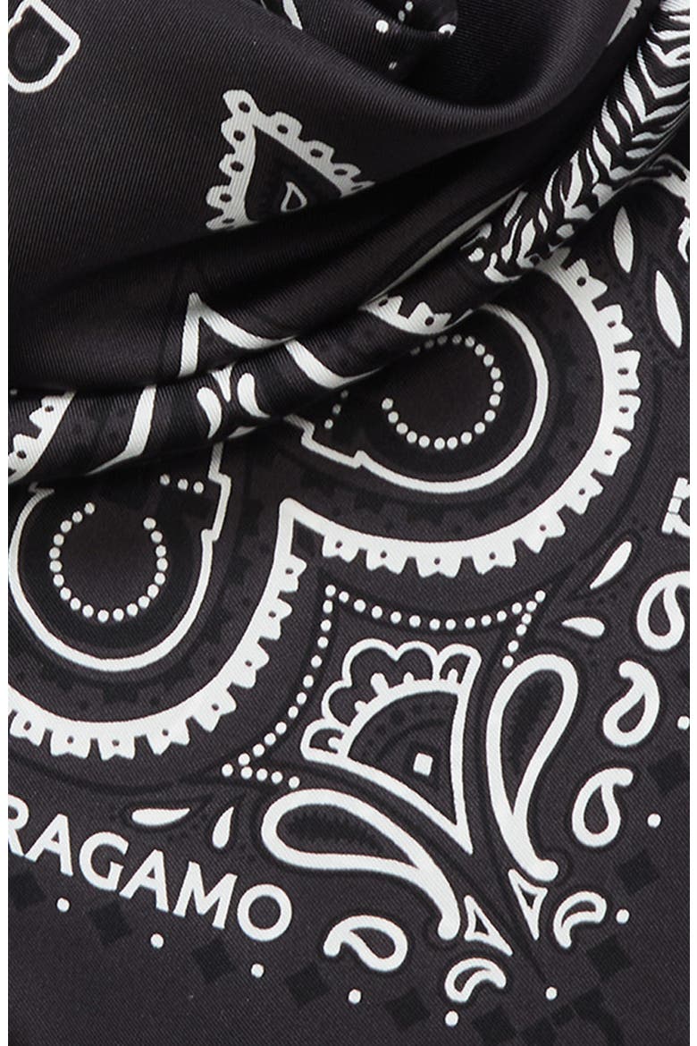 Arabesque Print Cotton & Silk Square Scarf, Alternate, color, DARK GREY BLACK WHITE