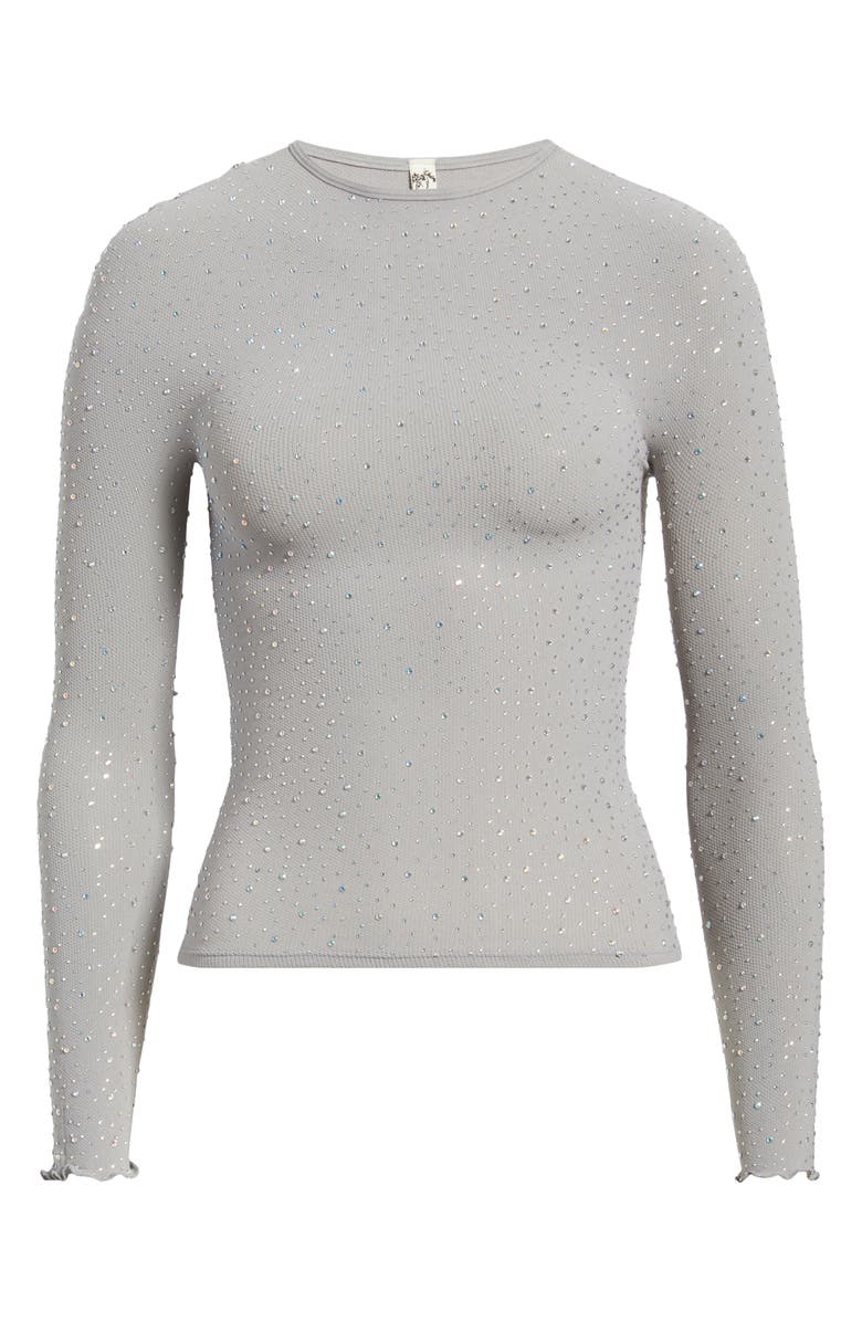 Free People Night Sky Studded Rib Top, Alternate, color, Silver Lining