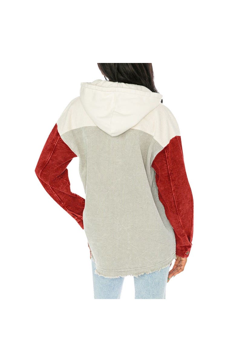 GAMEDAY COUTURE Women's Gameday Couture Gray Georgia Bulldogs Vintage Wash Corduroy Full-Snap Hooded Shacket, Alternate, color, 