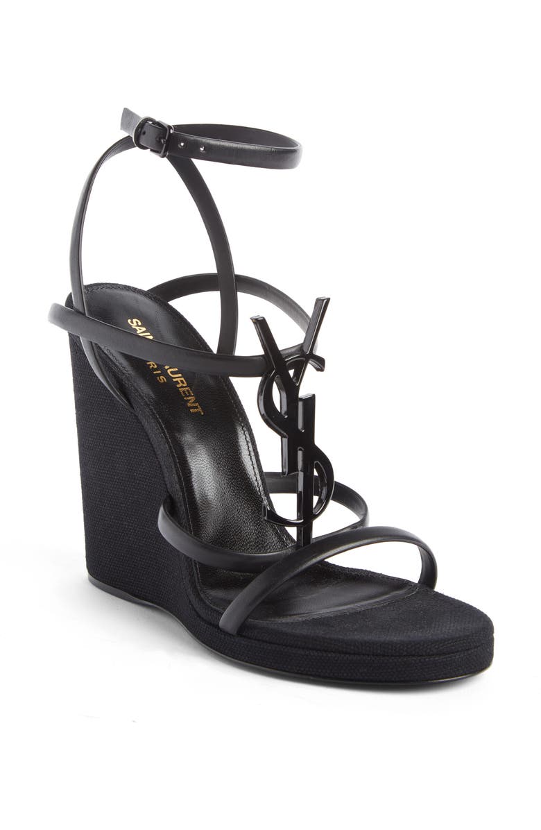 Saint Laurent Cassandra YSL Wedge Sandal, Main, color,