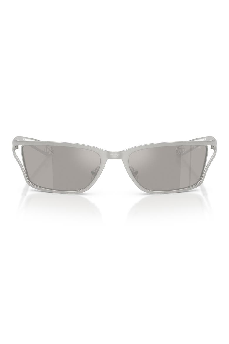 DL1015 58mm Rectangular Sunglasses, Main, color, MATTE SILVER / MIRROR SILVER