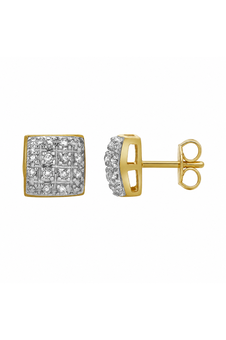 Echo 10K Yellow Gold Cluster Diamond Unisex Earrings - 0.15 Cts, Alternate, color, 10K Yellow Gold