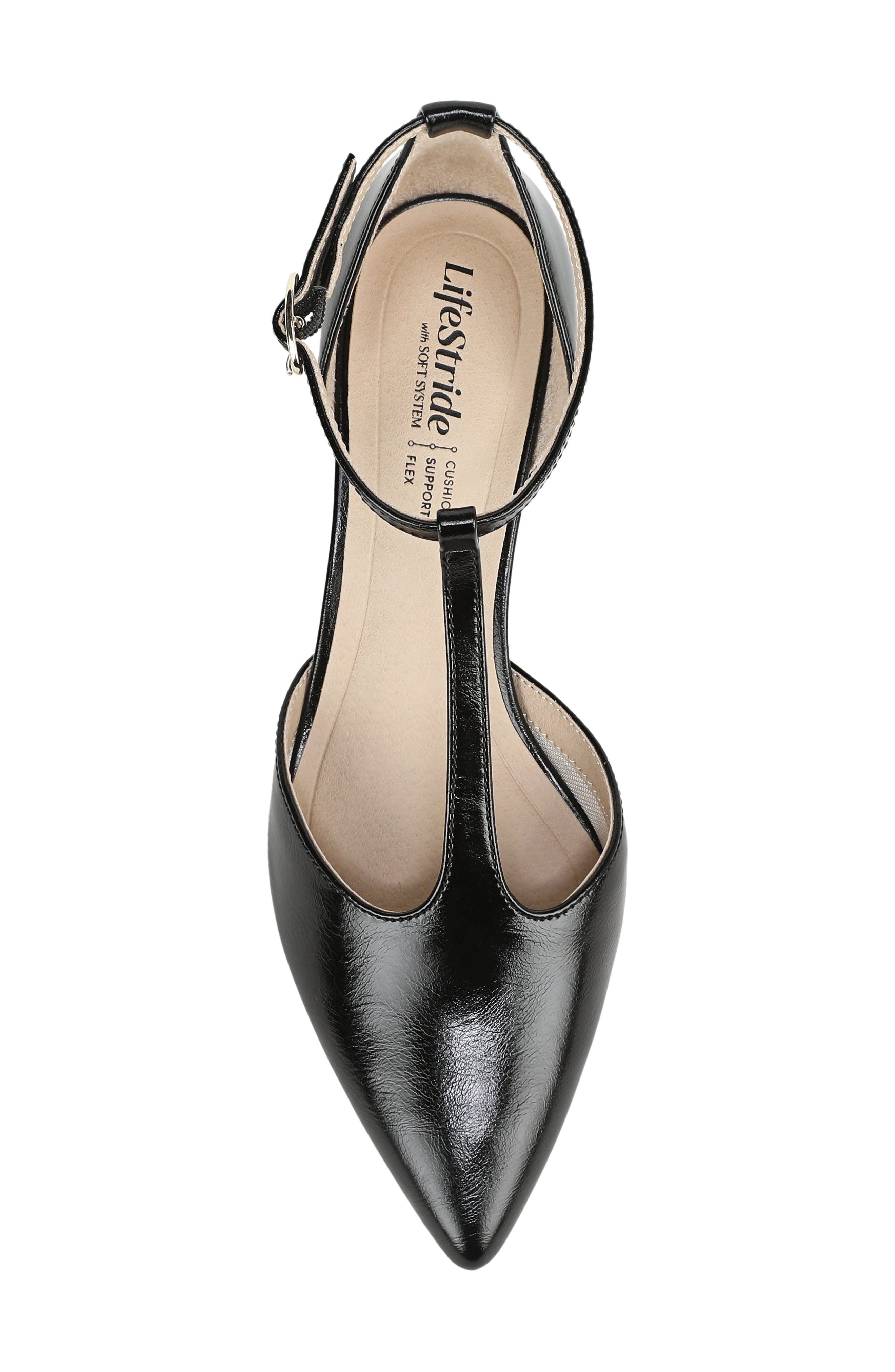 LifeStride Maruin Ankle Strap Pointed Toe Kitten Heel Pump, Alternate, color, Black