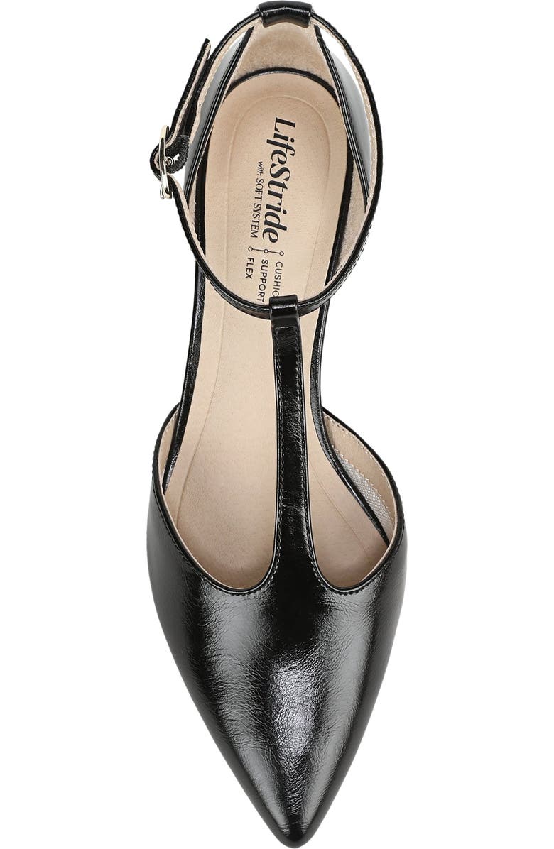 LifeStride Maruin Ankle Strap Pointed Toe Kitten Heel Pump, Alternate, color, Black