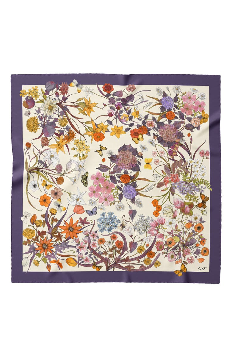 Elizabetta Flora - Hand Rolled Silk Foulard for Women, Alternate, color, Violet