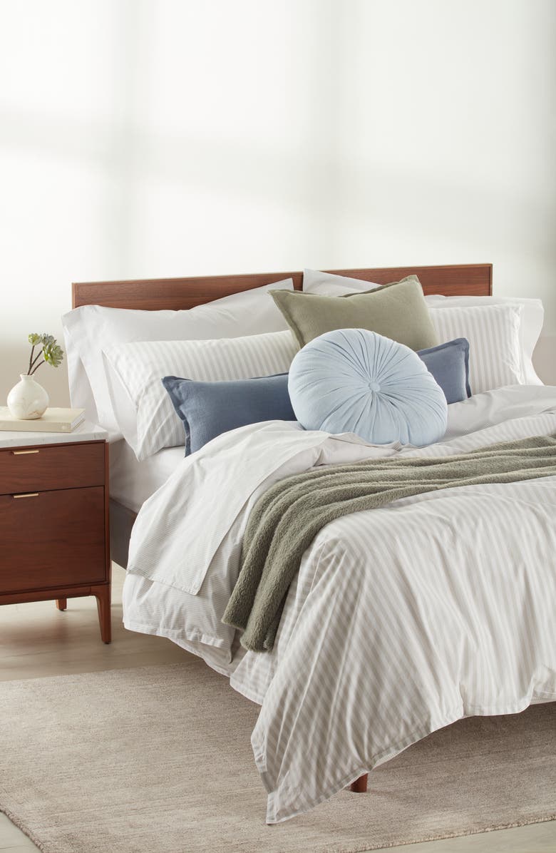 Nordstrom Stripe Cotton Percale Sheet Set, Alternate, color, Grey Vapor Multi